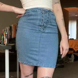 🦋 Laceup Denim Skirt